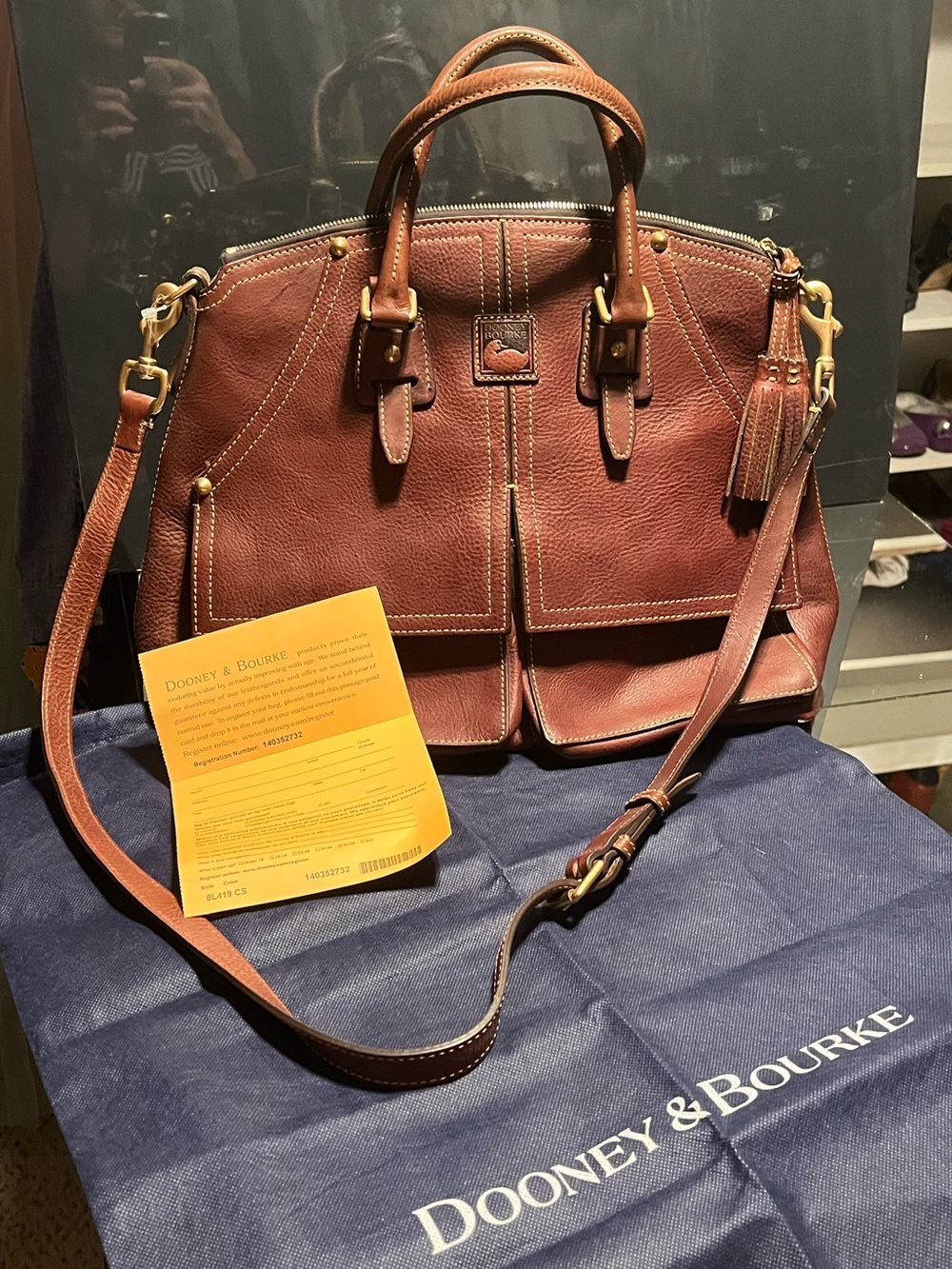 New Chesnut Dooney and Bourke Florentine Clayton Satchel